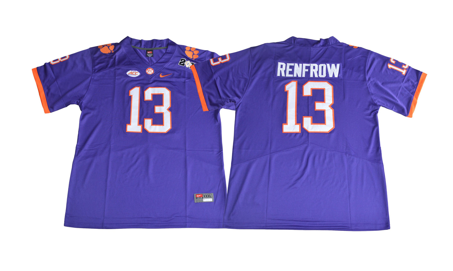 2017 Clemson Tigers 13 Purple College Football Jersey football jersey product view 1