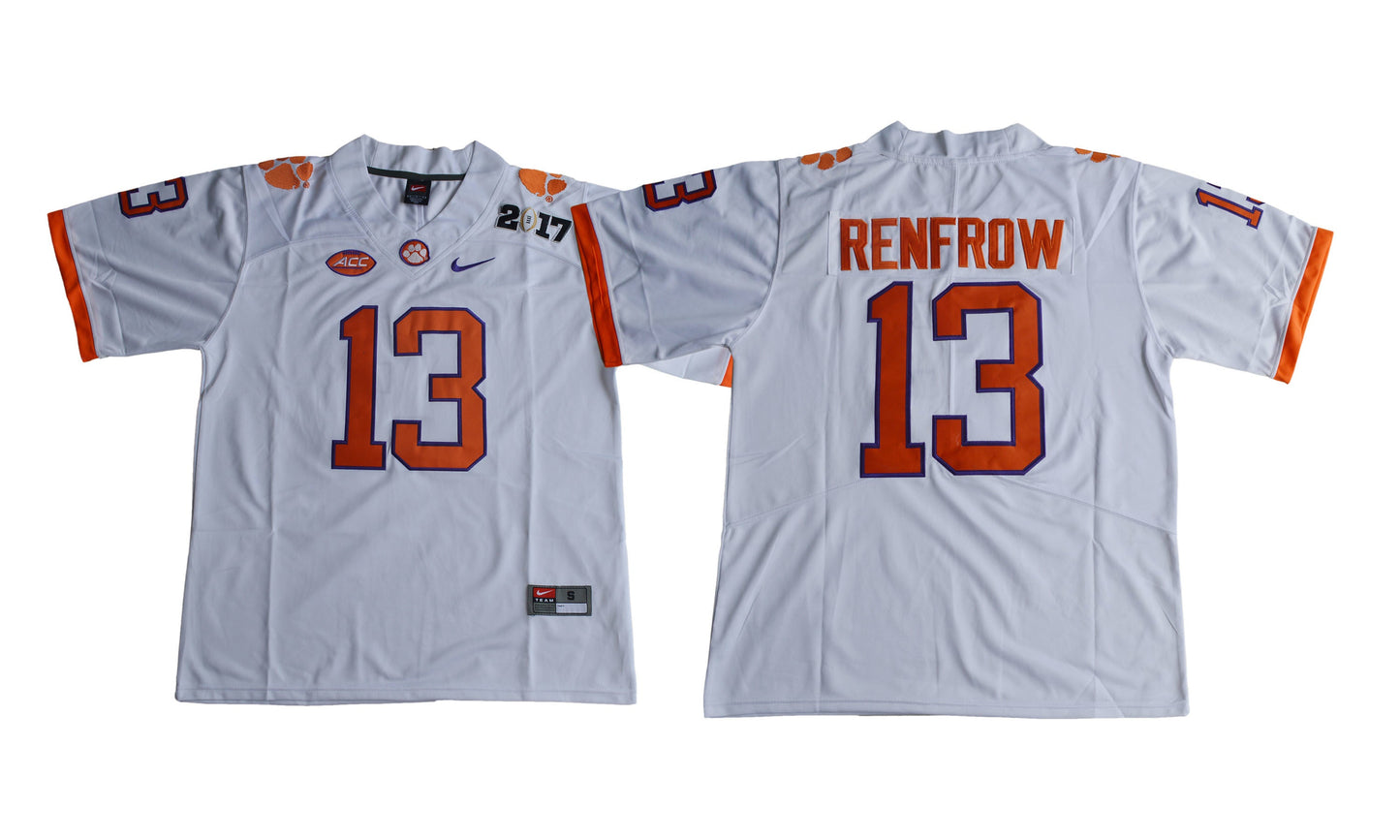 2017 Clemson Tigers 13 White College Football Jersey football jersey product view 1