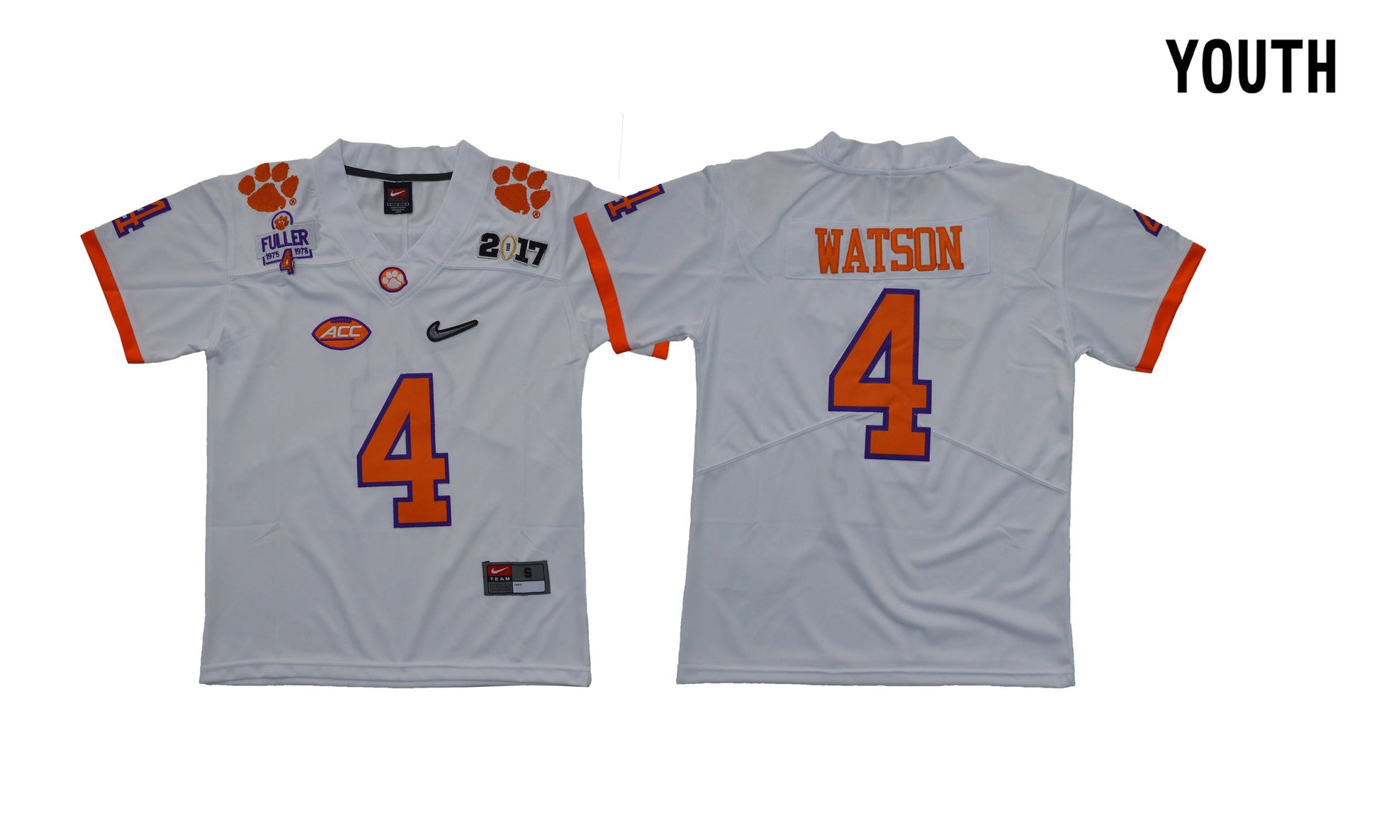 2017 Clemson Tigers 4 Youth Diamond Edition White College Football Jersey football jersey product view 1