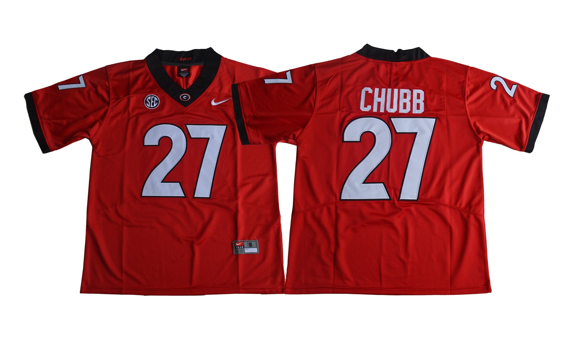2017 Georgia Bulldogs 27 Red College Football Jersey football jersey product view 1