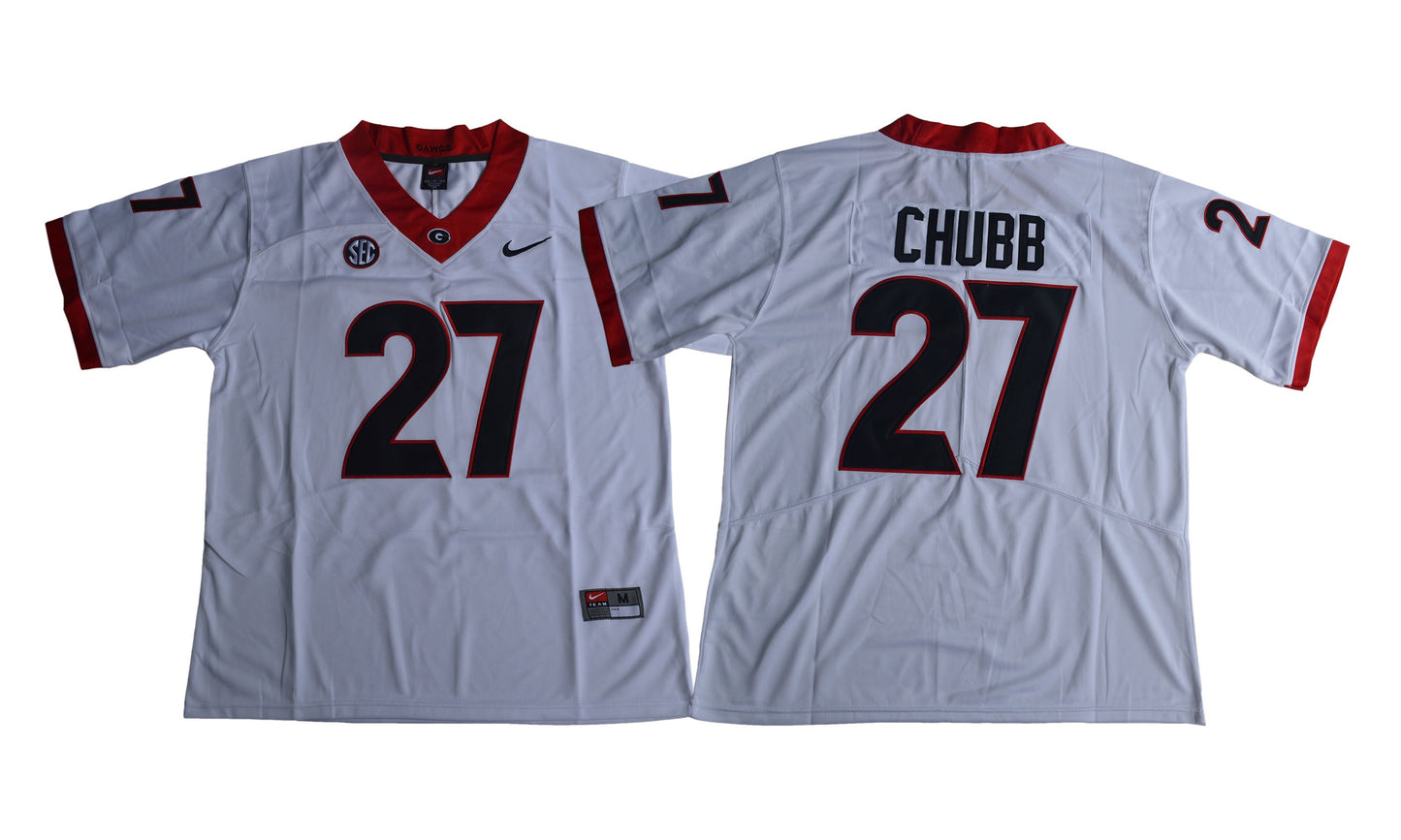 2017 Georgia Bulldogs 27 White College Football Jersey football jersey product view 1