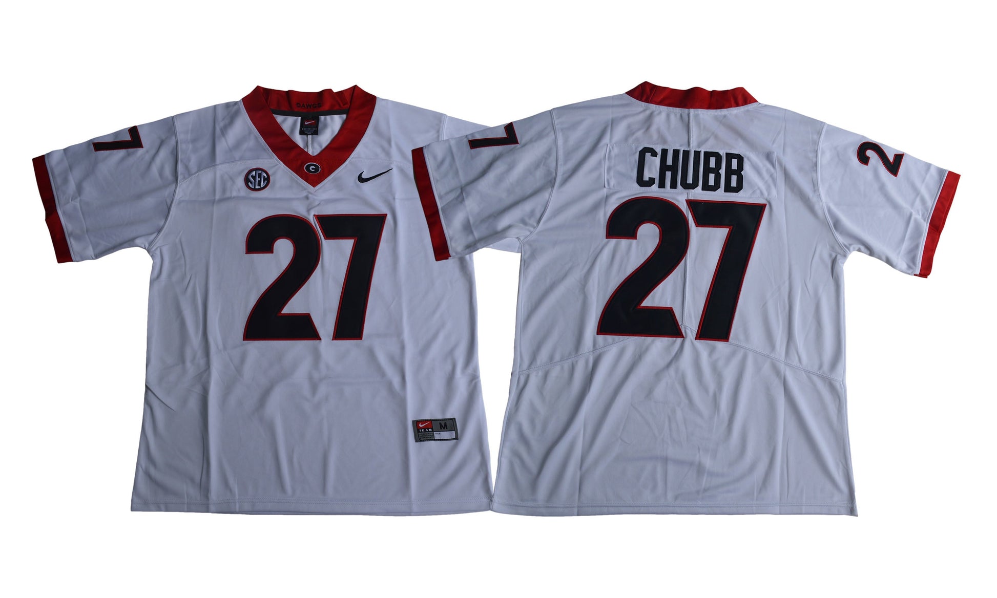 2017 Georgia Bulldogs 27 White College Football Jersey football jersey product view 1