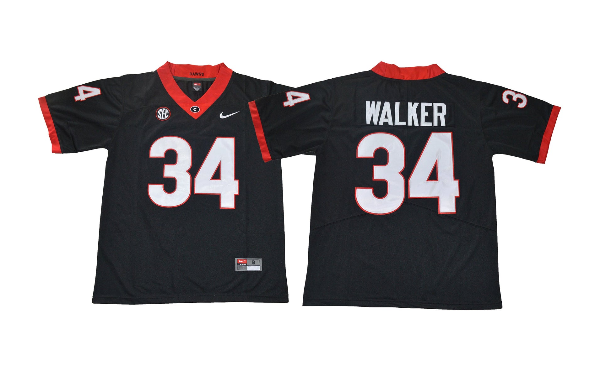 2017 Georgia Bulldogs Black 34 College Football Jersey football jersey product view 1