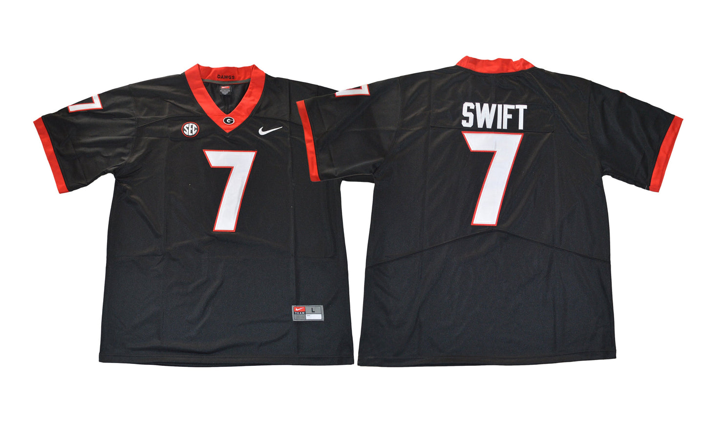 2017 Georgia Bulldogs Black Swift 7 College Football Jersey football jersey product view 1