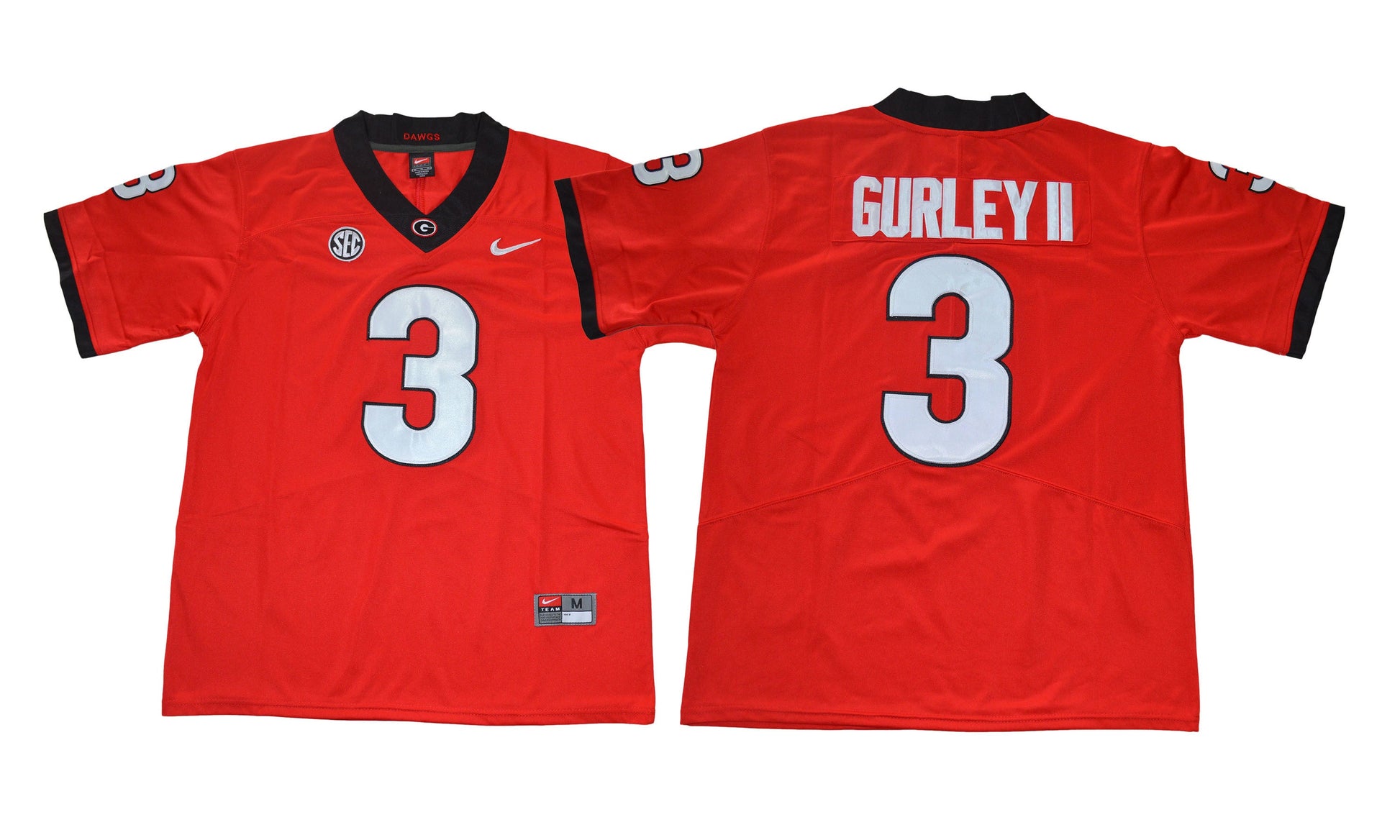 2017 Georgia Bulldogs Red 3 College Football Jersey football jersey product view 1