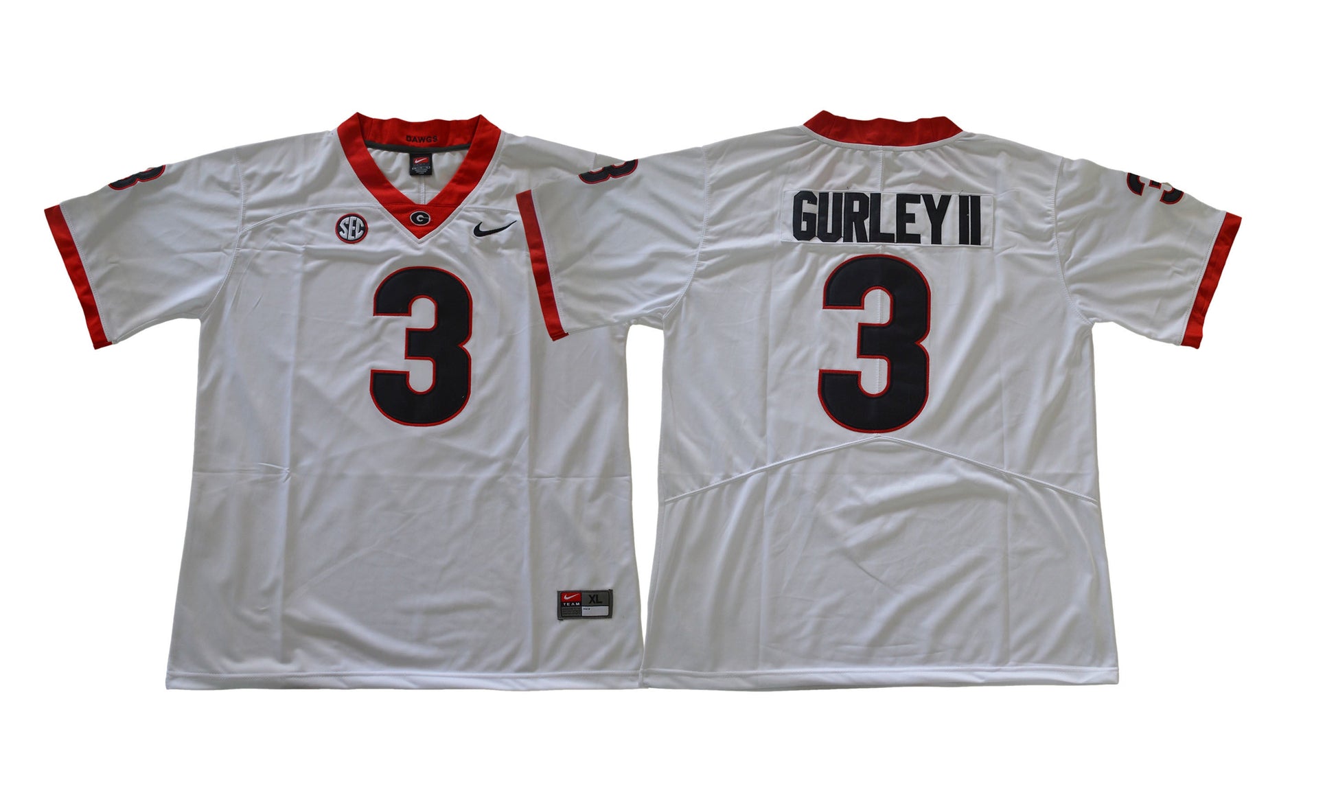 2017 Georgia Bulldogs White 3 College Football Jersey football jersey product view 1