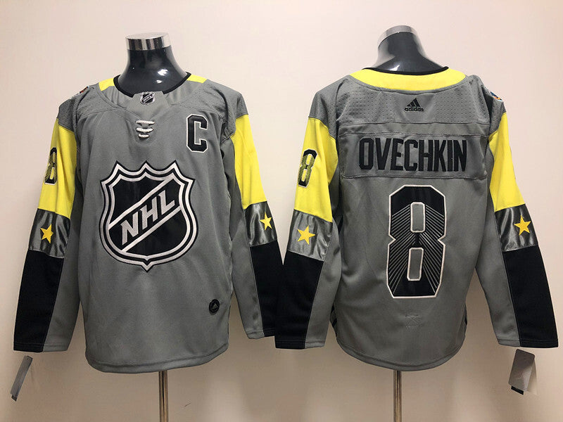 2018 All Star Washington Capitals #8 Alex Ovechkin Gray Hockey Jersey hockey jersey product view 1