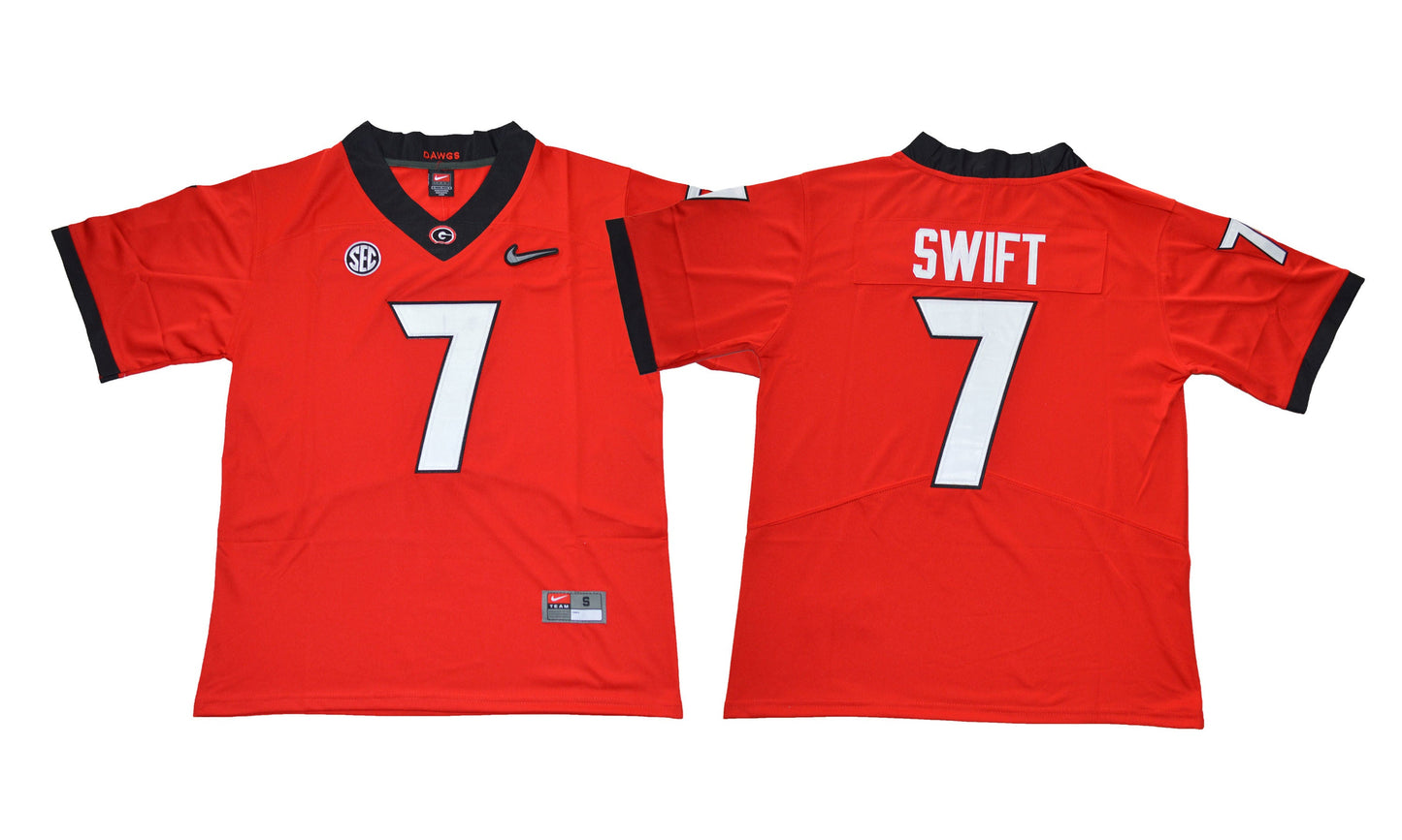 2018 Georgia Bulldogs 7 Diamond Edition Red College Football Jersey football jersey product view 1
