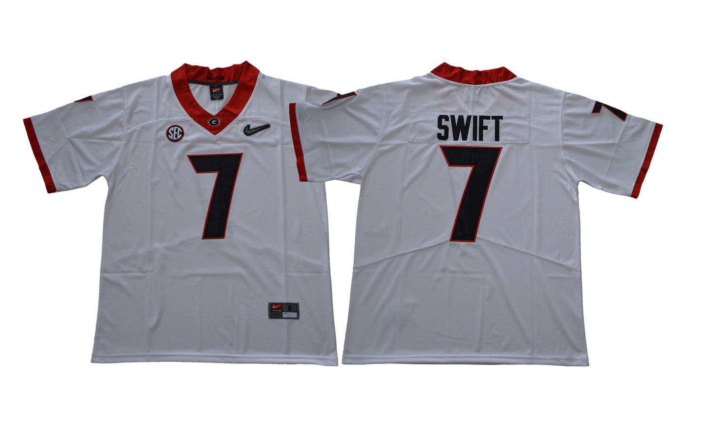 2018 Georgia Bulldogs 7 Diamond Edition White College Football Jersey football jersey product view 1
