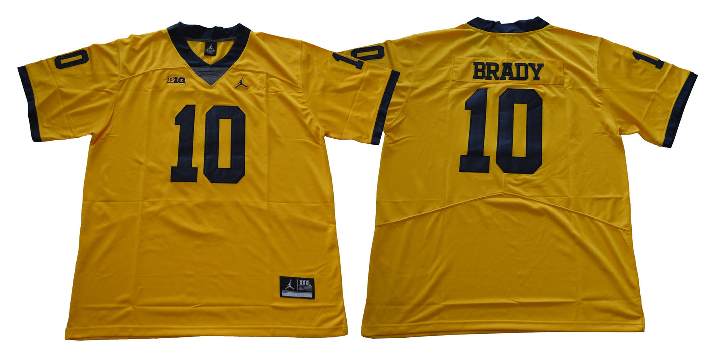 2018 Michigan Brady 10 Yellow College Football Jersey football jersey product view 1