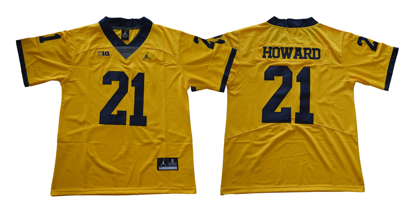 2018 Michigan Howard 21 Yellow College Football Jersey football jersey product view 1