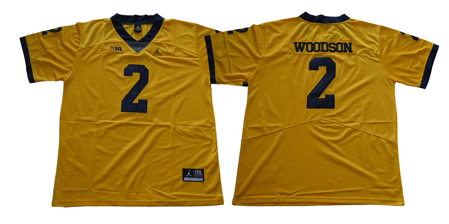 2018 Michigan Woodson 2 Yellow College Football Jersey football jersey product view 1