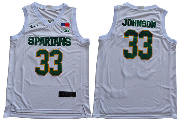 2019 Michigan State Spartans 33 White College Football Jersey football jersey product view 1