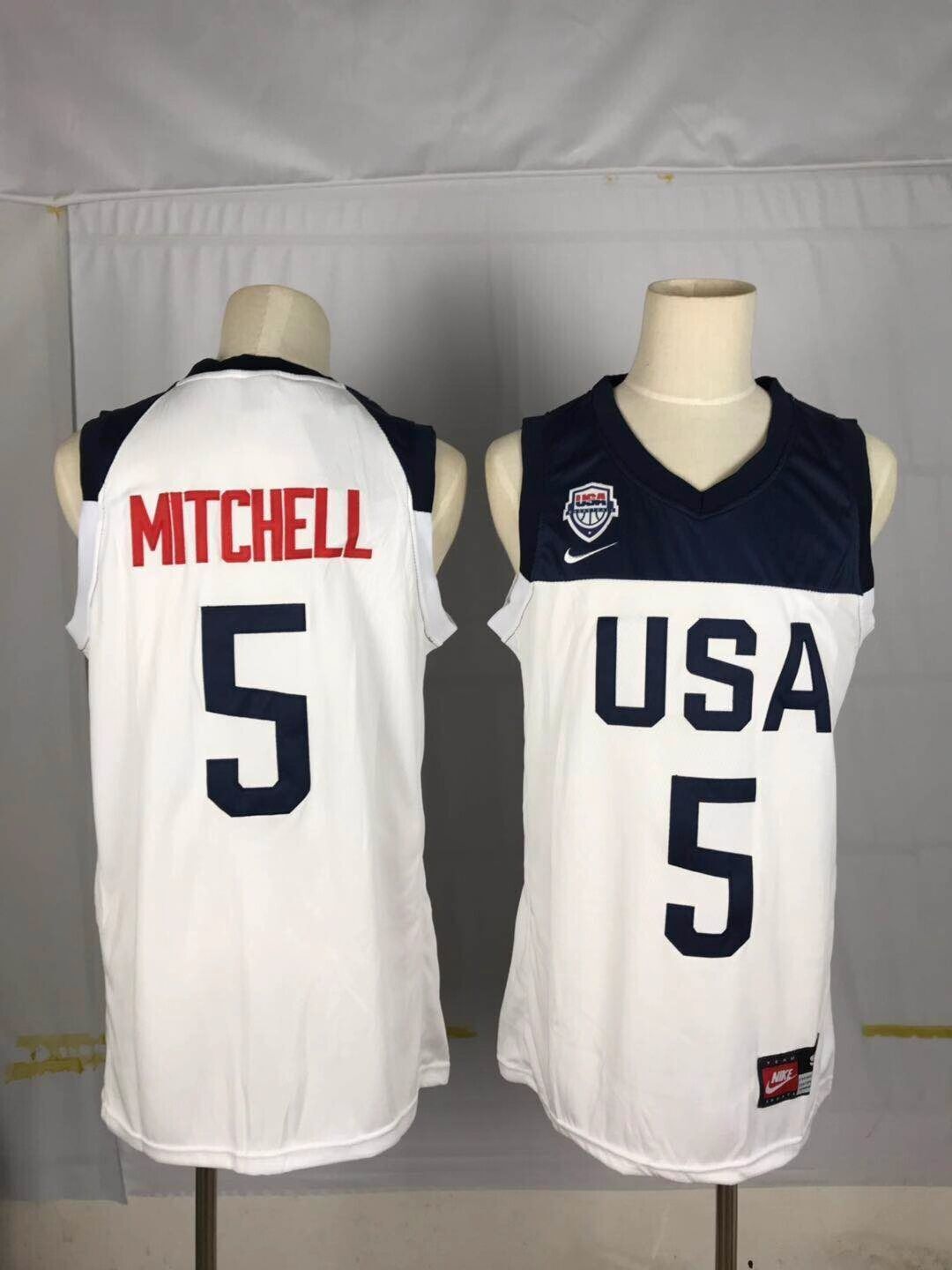2019 World Cup USA Team Basketball # 5 Donovan Mitchell Style 1 Basketball Jersey basketball jersey product view 1