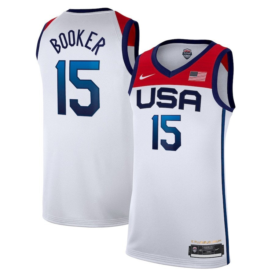 2021 USA Tokyo Summer Olympics #15 Devin Booker Style 1 Basketball Jersey basketball jersey product view 1