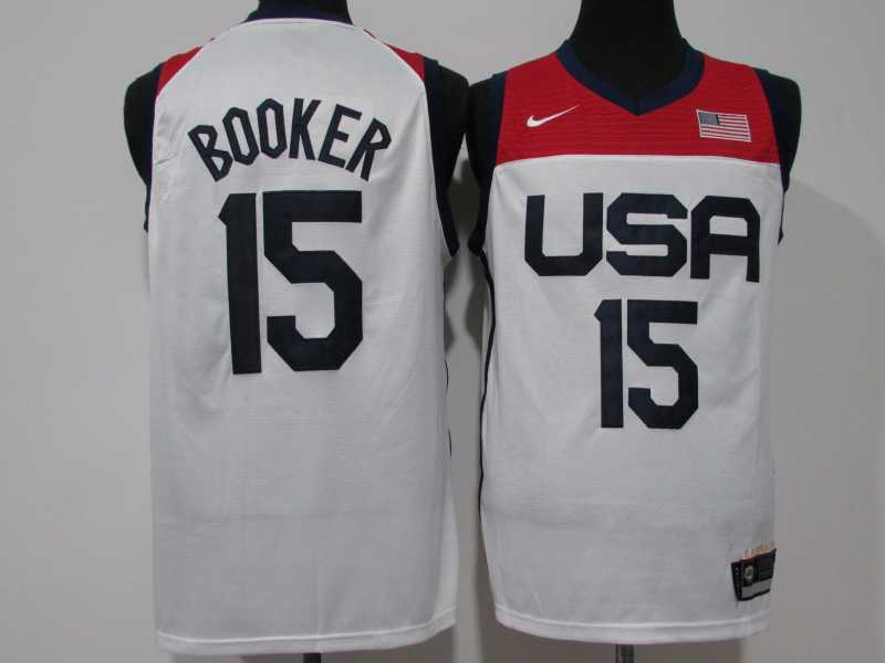 2021 USA Tokyo Summer Olympics #15 Devin Booker Style 3 Basketball Jersey basketball jersey product view 1