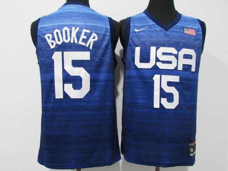 2021 USA Tokyo Summer Olympics #15 Devin Booker Style 4 Basketball Jersey basketball jersey product view 1