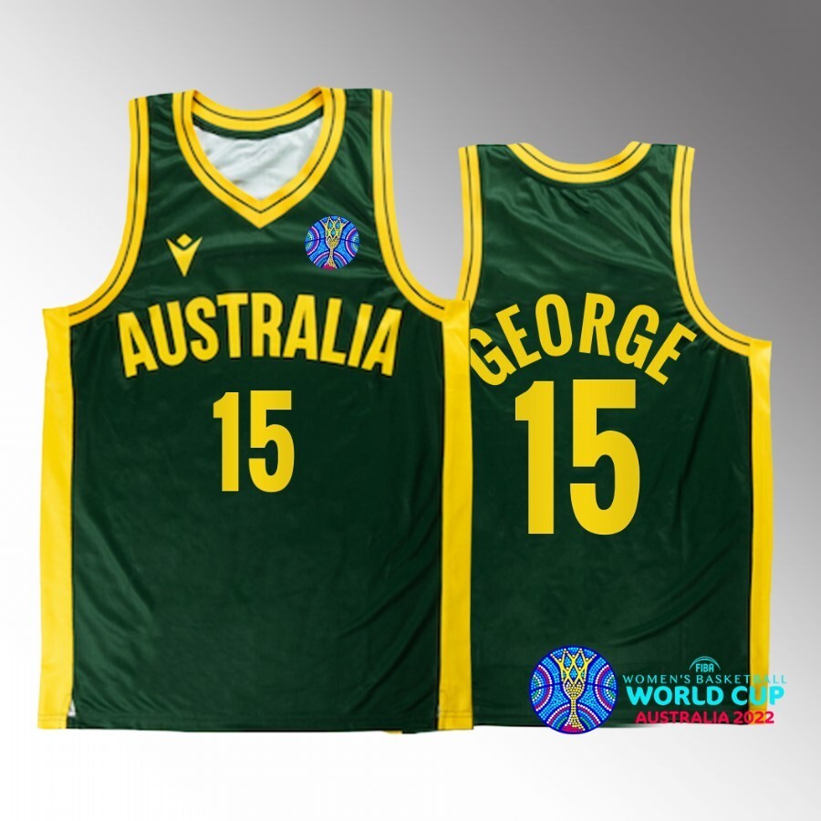 2022 FIBA Basketball World Cup Australia #15 cayla george Unisex Jersey Green Bronze medal basketball jersey product view 1