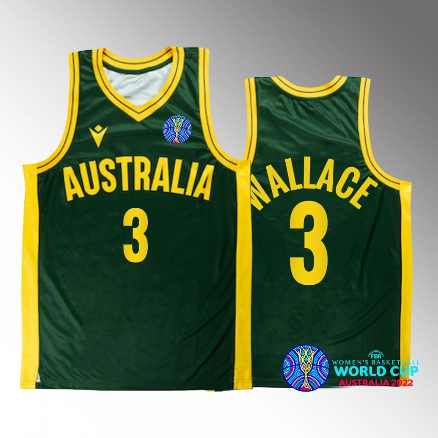 2022 FIBA Basketball World Cup Australia #3 Kristy Wallace Unisex Jersey Green Bronze medal basketball jersey product view 1