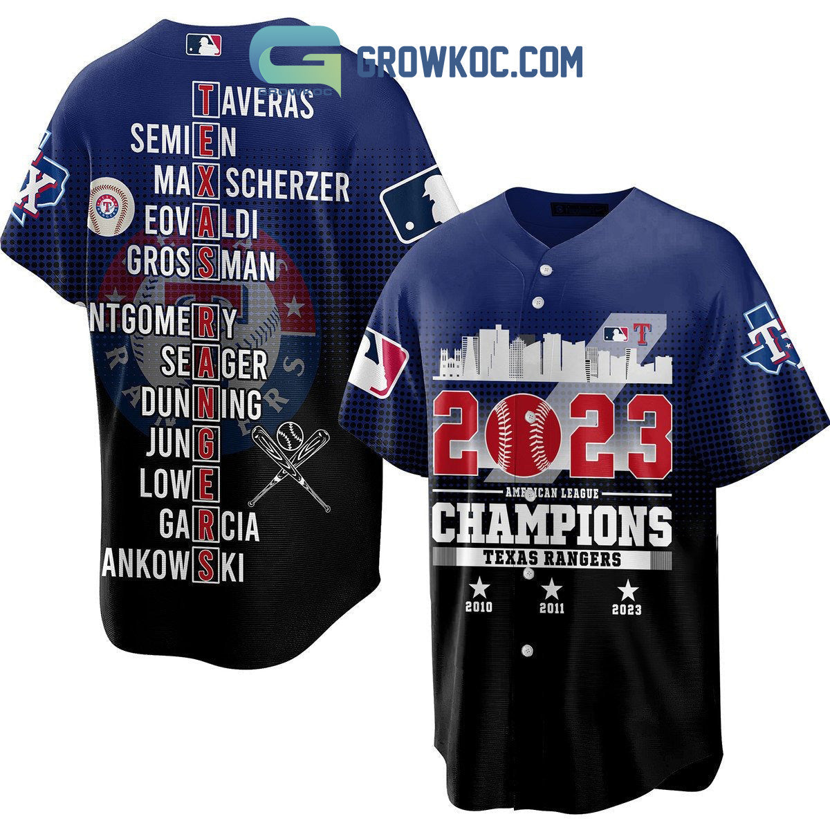 2023 American League Champions Texas Rangers Baseball Jersey baseball jersey product view 1