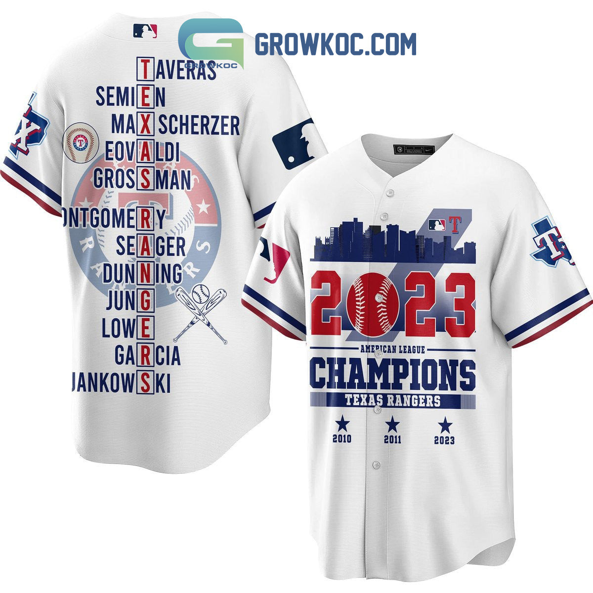 2023 American League Champions Texas Rangers Baseball Jersey baseball jersey product view 3