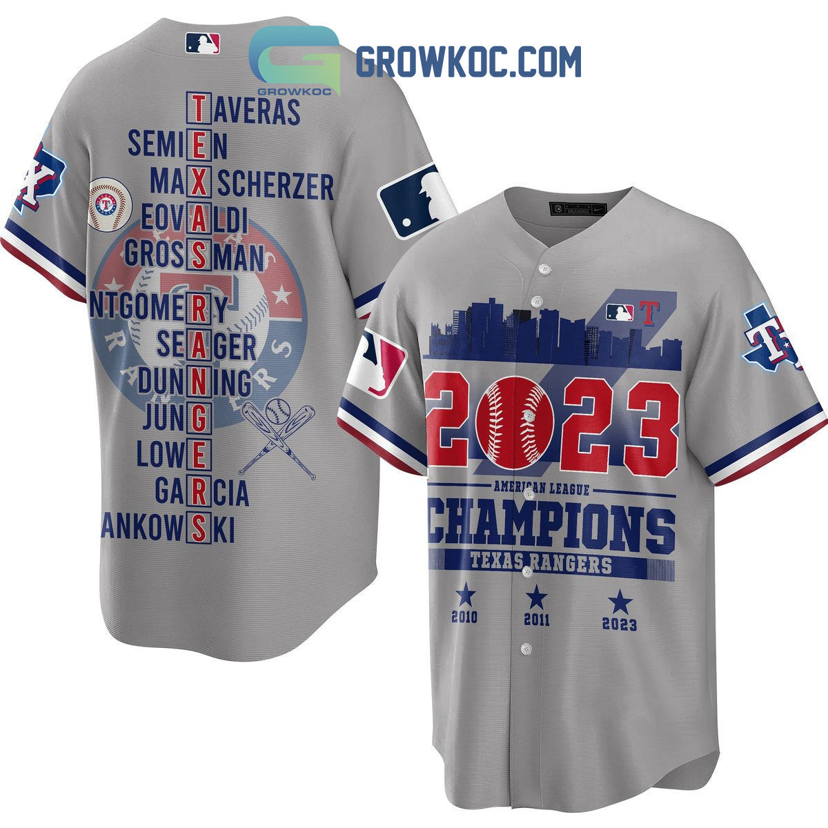 2023 American League Champions Texas Rangers Baseball Jersey baseball jersey product view 4