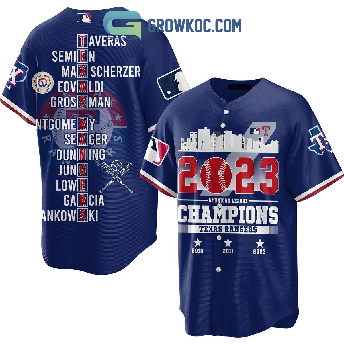 2023 American League Champions Texas Rangers Baseball Jersey baseball jersey product view 2