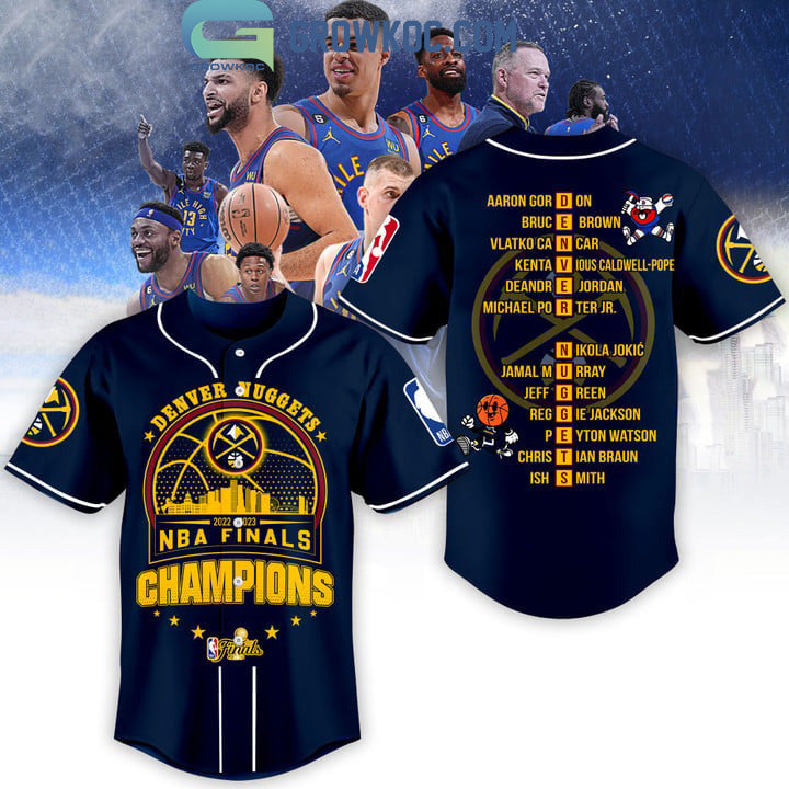 2023 NBA Finals Champions Denver Nuggets Bring It In Midnight Blue Design Baseball Jersey baseball jersey product view 1