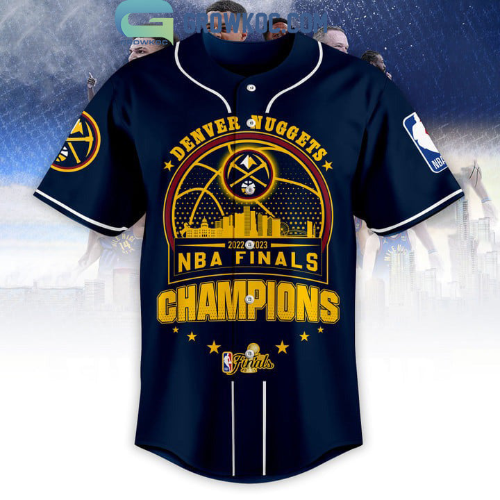 2023 NBA Finals Champions Denver Nuggets Bring It In Midnight Blue Design Baseball Jersey baseball jersey product view 2