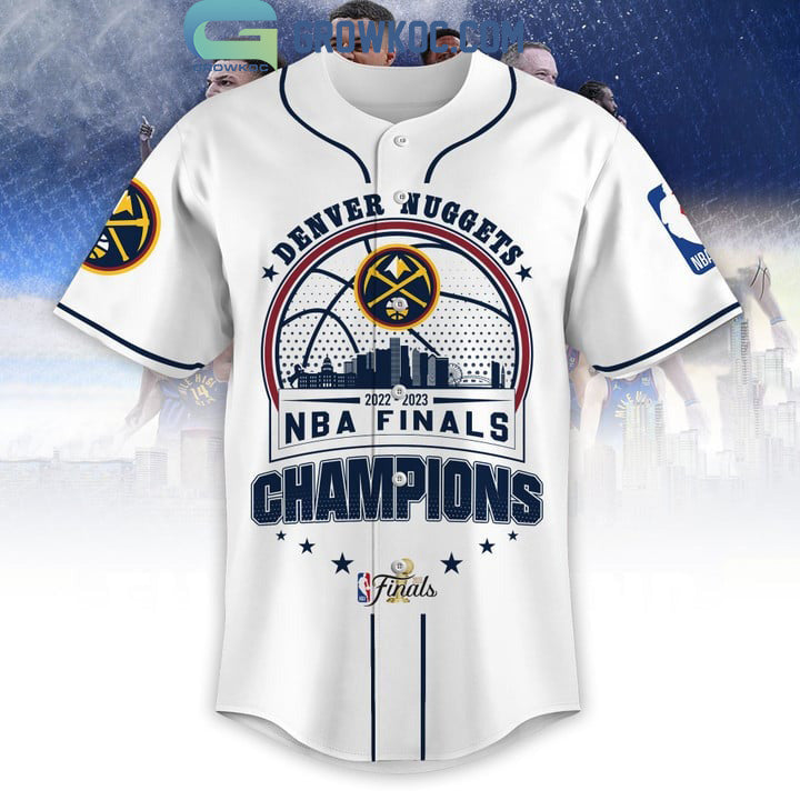 2023 NBA Finals Champions Denver Nuggets Bring It In White Design Baseball Jersey baseball jersey product view 2