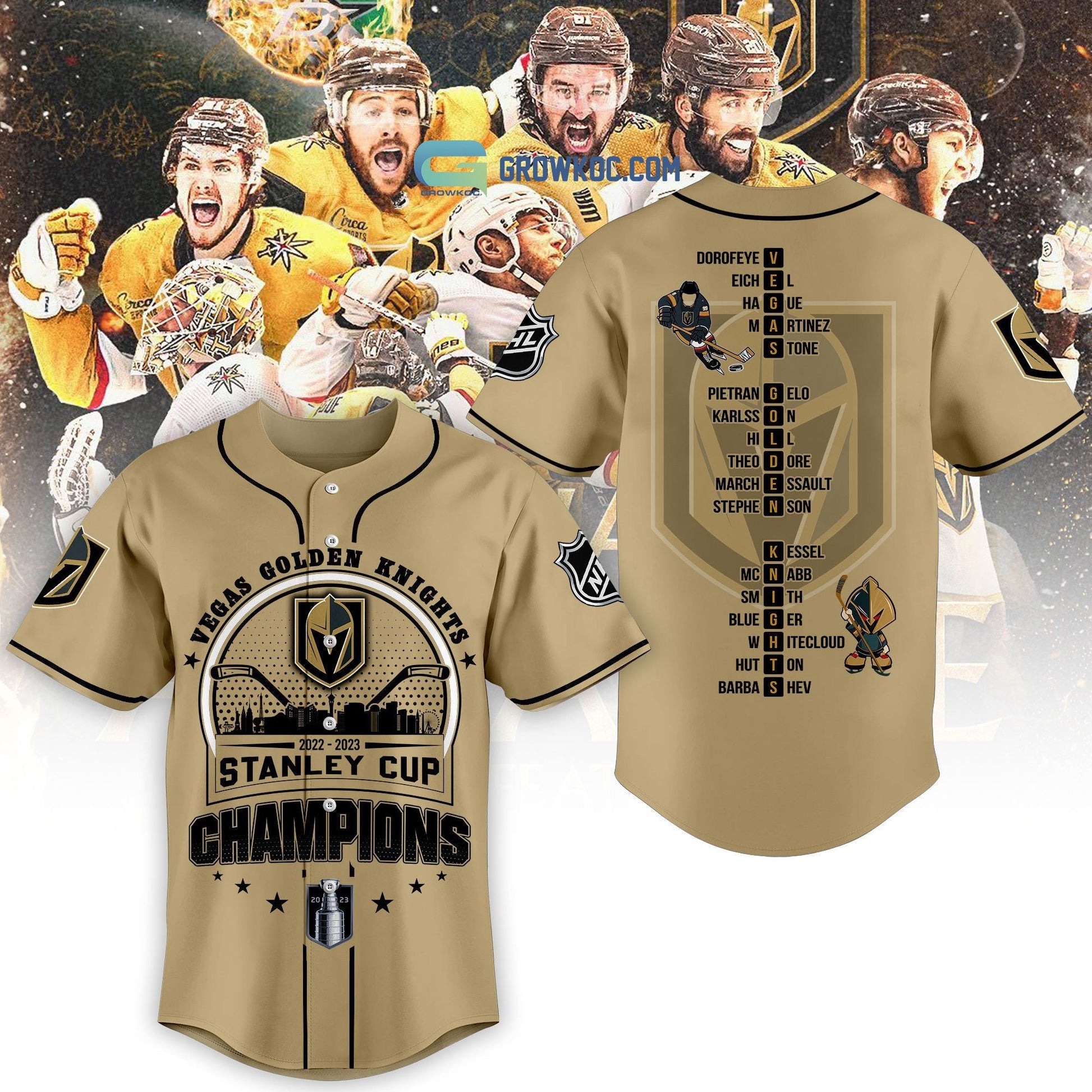 2023 NHL Stanley Cup Champions Vegas Golden Knights Baseball Jersey hockey jersey product view 1