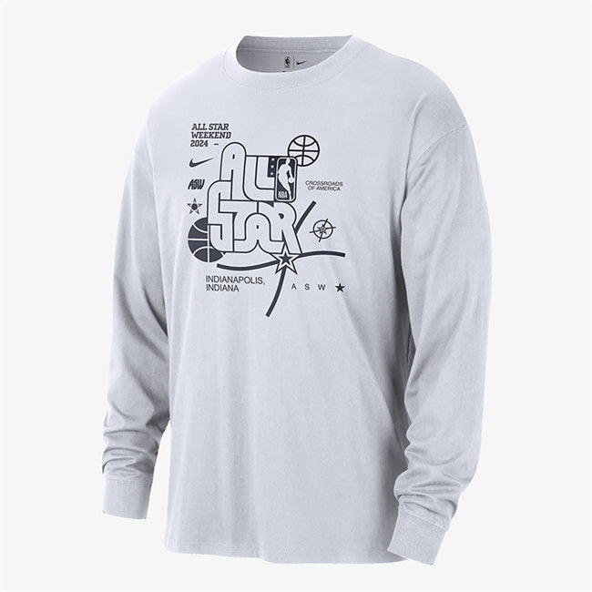 2024 All-Star Weekend White Long Sleeve T-Shirt Style 2 Basketball Jersey basketball jersey product view 1