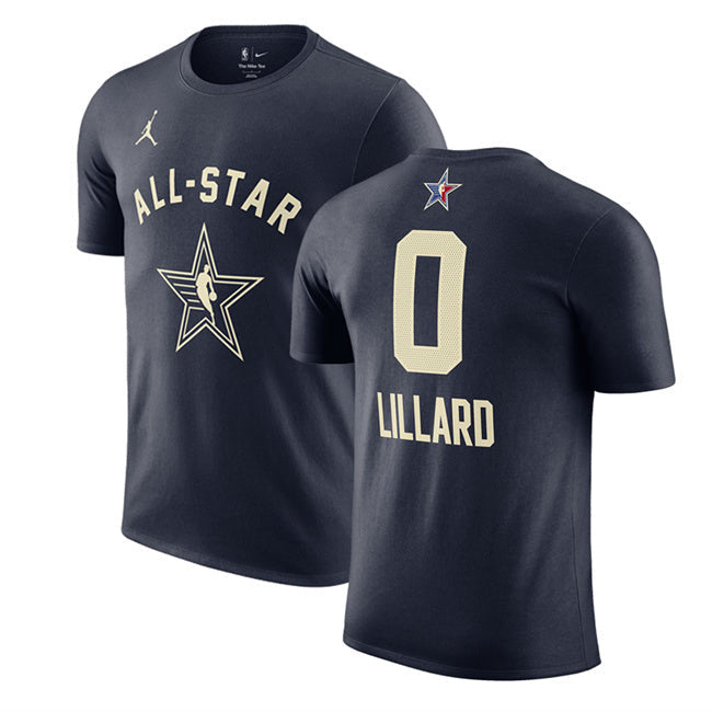 2024 All-Star #0 Damian Lillard Navy T-Shirt Style 1 Basketball Jersey basketball jersey product view 1