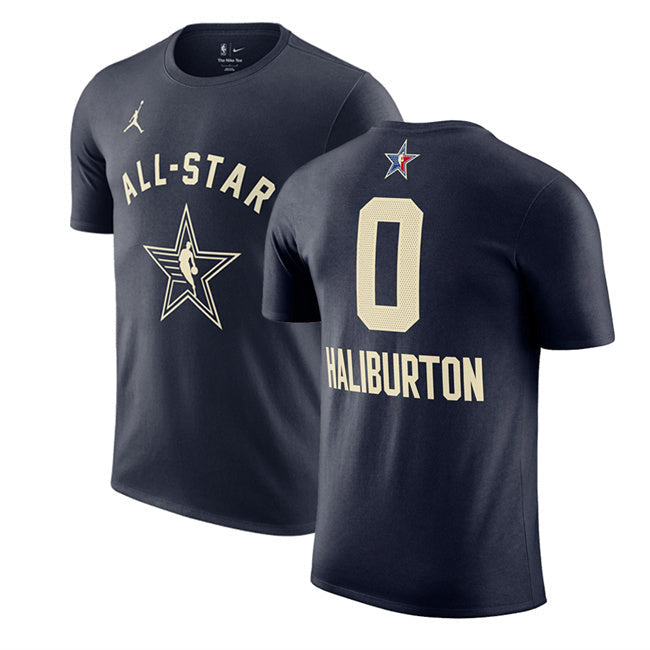 2024 All-Star #0 Tyrese Haliburton Navy T-Shirt Style 1 Basketball Jersey basketball jersey product view 1