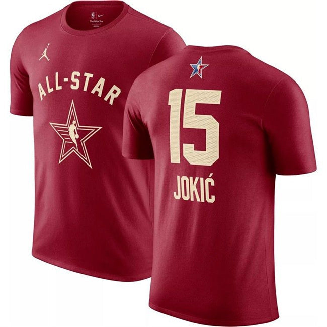 2024 All-Star #15 Nikola Jokic Crimson T-Shirt Style 2 Basketball Jersey basketball jersey product view 1