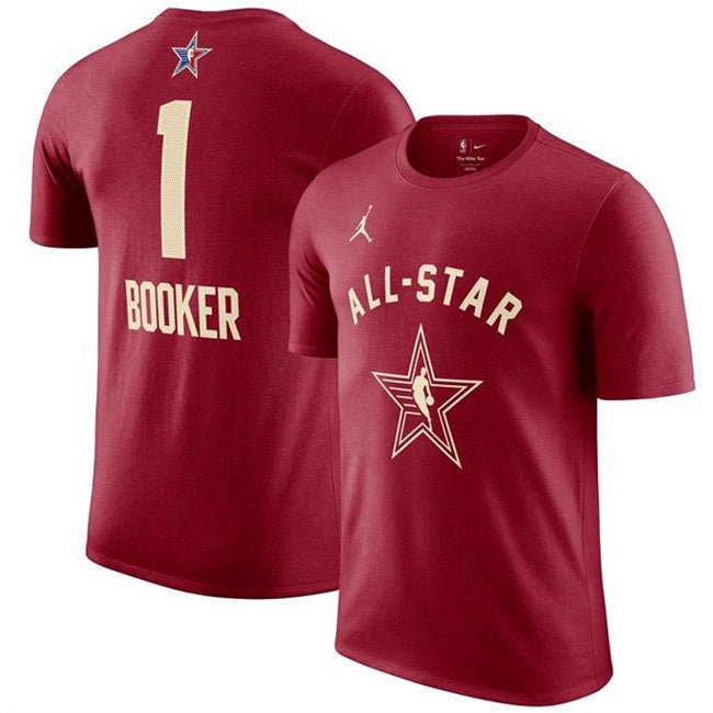 2024 All-Star #1 Devin Booker Crimson T-Shirt Style 1 Basketball Jersey basketball jersey product view 1