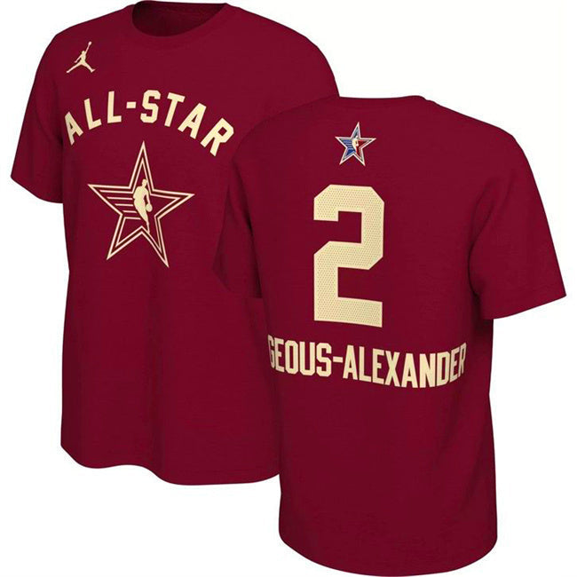2024 All-Star #2 Shai Gilgeous-Alexander Crimson T-Shirt Style 1 Basketball Jersey basketball jersey product view 1