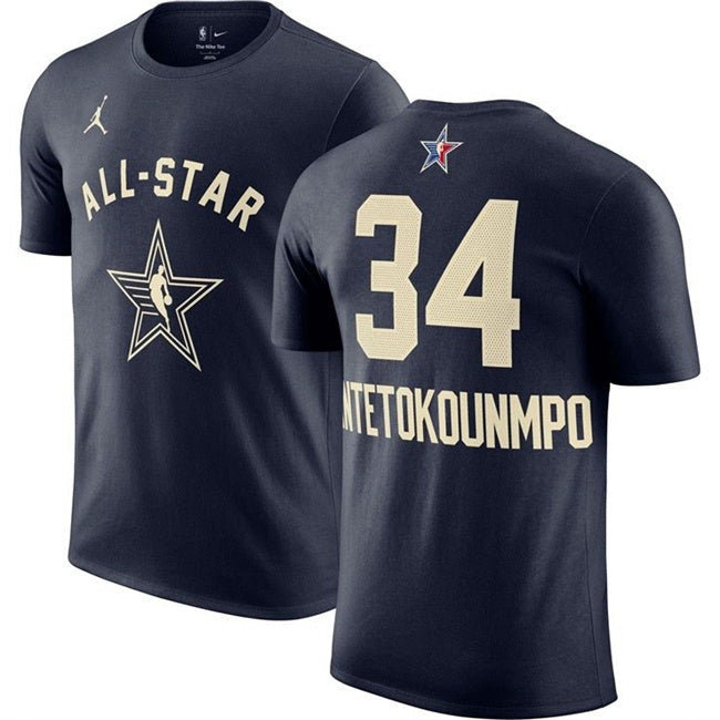 2024 All-Star #34 Giannis Antetokounmpo Navy T-Shirt Style 1 Basketball Jersey basketball jersey product view 1