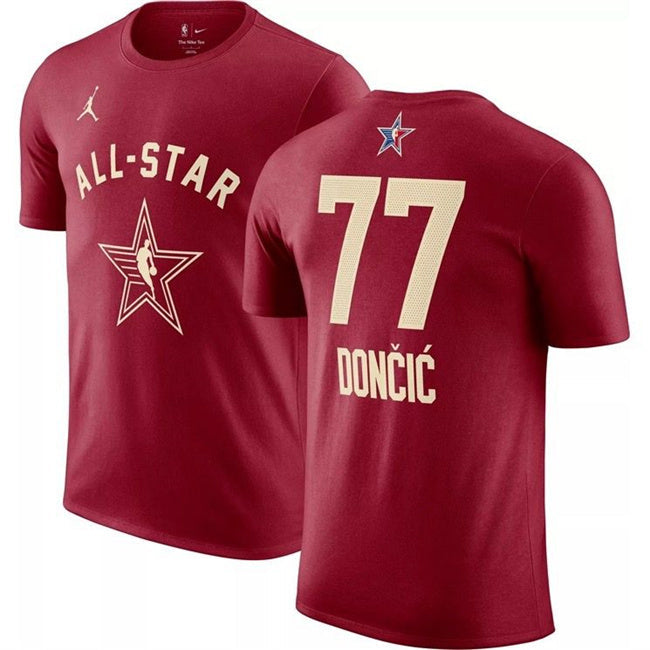 2024 All-Star #77 Luka Dončić Crimson T-Shirt Style 1 Basketball Jersey basketball jersey product view 1