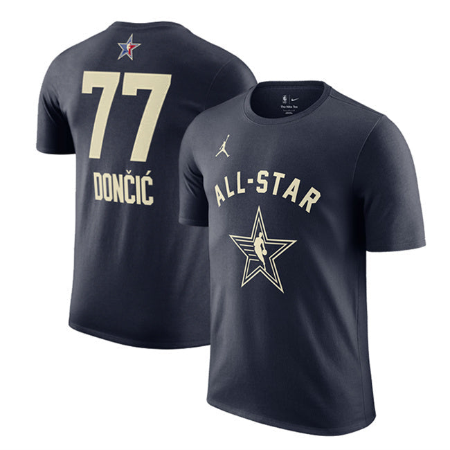 2024 All-Star #77 Luka Dončić Navy T-Shirt Style 1 Basketball Jersey basketball jersey product view 1