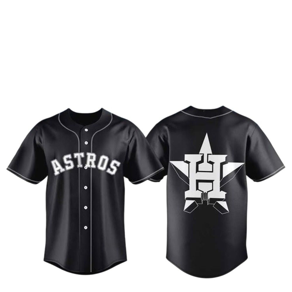 2025 Astros Black Lights Out Jersey - Grishko.com baseball jersey product view 2