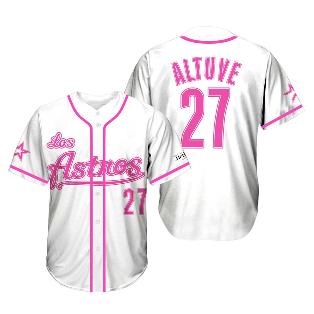 2025 Astros Jose Altuve Throwback White and Pink Jersey Giveaway baseball jersey product view 2