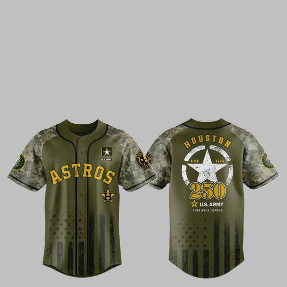2025 Astros US ARMY 250th Birthday Baseball Jersey - Grishko.com baseball jersey product view 1