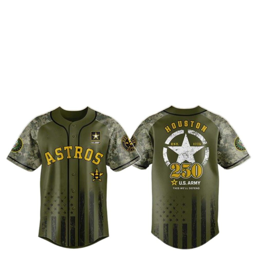 2025 Astros US ARMY 250th Birthday Baseball Jersey - Grishko.com baseball jersey product view 2