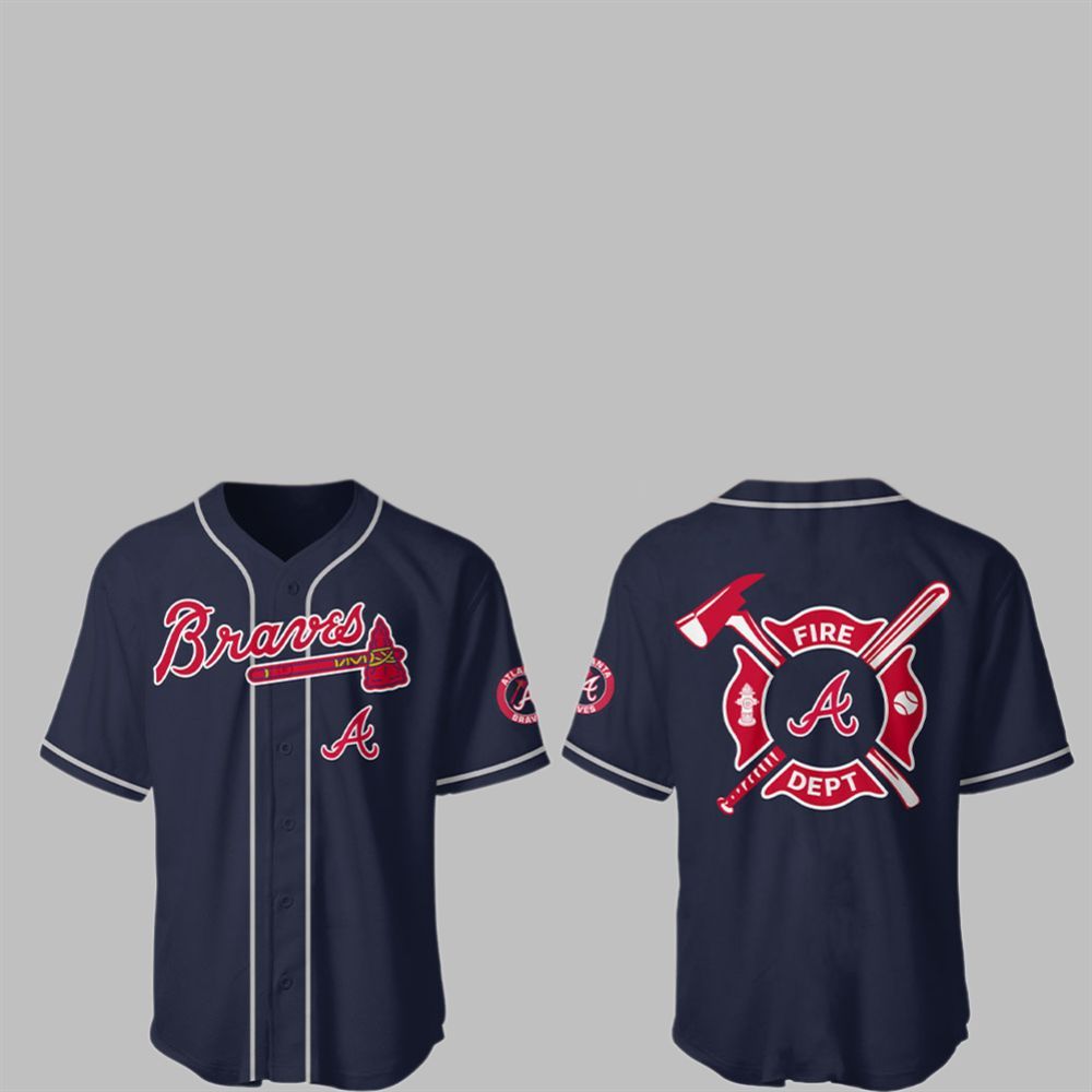 2025 Braves x Firefighter Appreciation Night Jersey baseball jersey product view 1