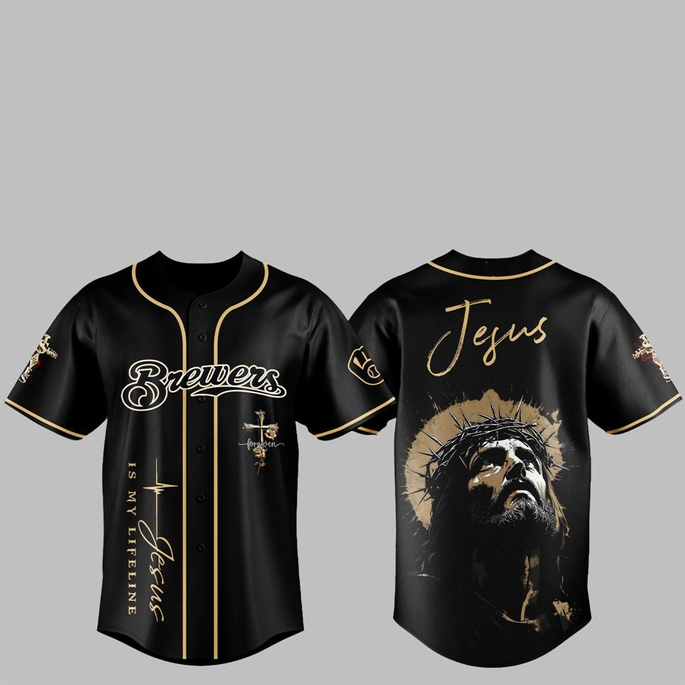 2025 Brewers Jesus Baseball Jersey baseball jersey product view 1