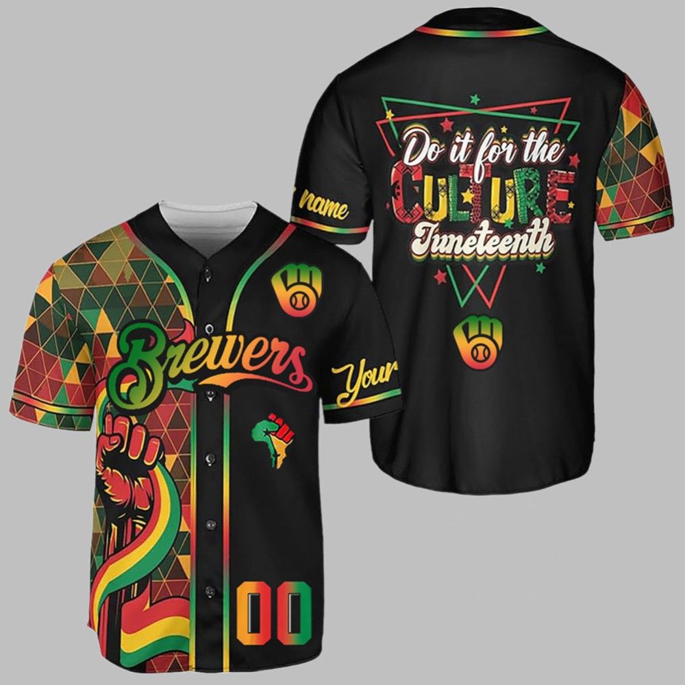 2025 Brewers Juneteenth Day Jersey baseball jersey product view 1