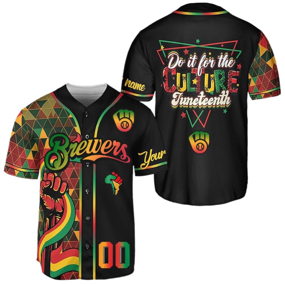 2025 Brewers Juneteenth Day Jersey baseball jersey product view 2