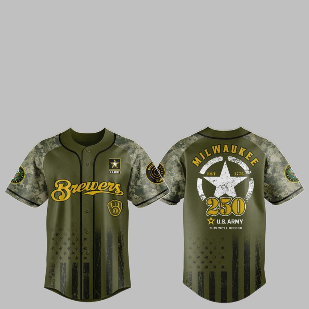 2025 Brewers US ARMY 250th Birthday Jersey baseball jersey product view 1