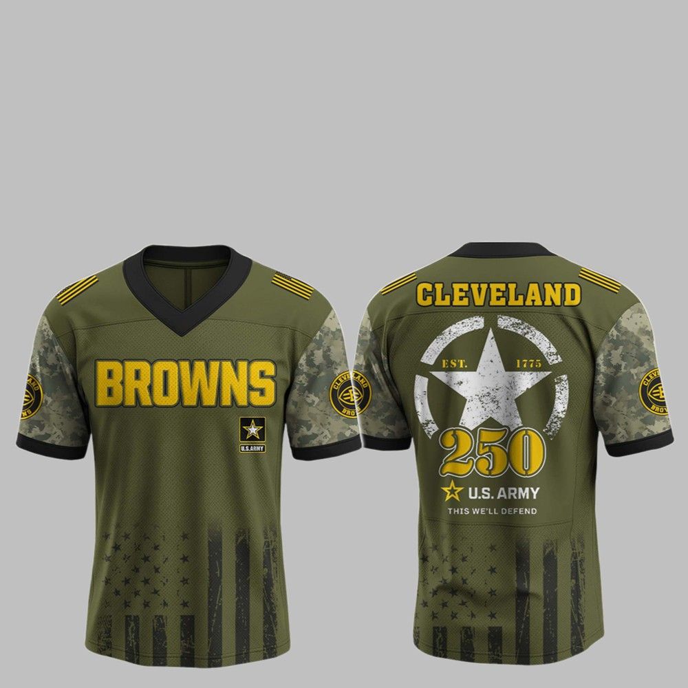 2025 Browns 250th Anniversary US Army Jersey - Grishko.com football jersey product view 1